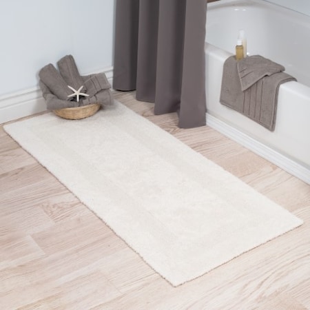 Hastings Home 100-percent Cotton Bathmat 24x60 Long Bathroom Runner, Reversible, Soft, Absorbent, Rug, Ivory 339811FMS